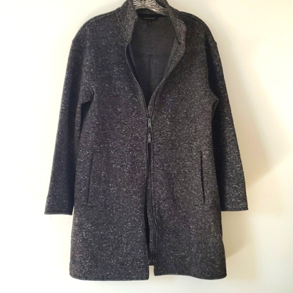 Banana Republic Heathered Charcoal Full Coat High Collar Full Zip Front, Size M